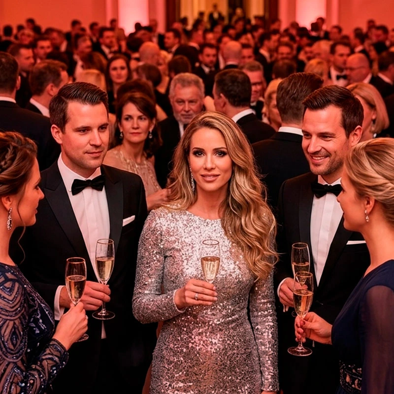 Guests at a company Christmas party in Vienna with DJ music.